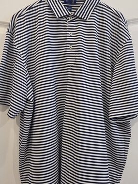 Stitch Men's Striped Polo Shirt in Blue & White XXL